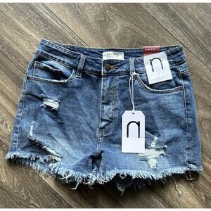 NWT Nature denim high-rise frayed jean shirts size L